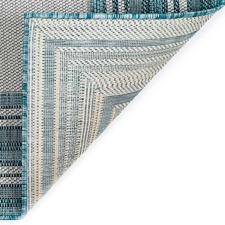 Kirklands Home Seaglass Lined Frame Outdoor Area Rug, 6x9 Blue Clearance