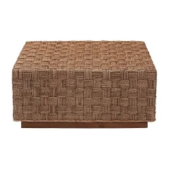 Kirklands Home Seagrass Wrapped Coffee Table Brown New