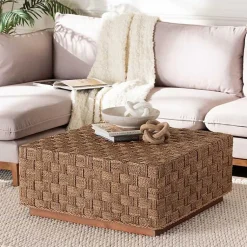 Kirklands Home Seagrass Wrapped Coffee Table Brown New