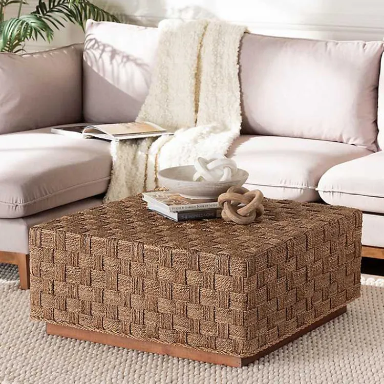 Kirklands Home Seagrass Wrapped Coffee Table Brown New