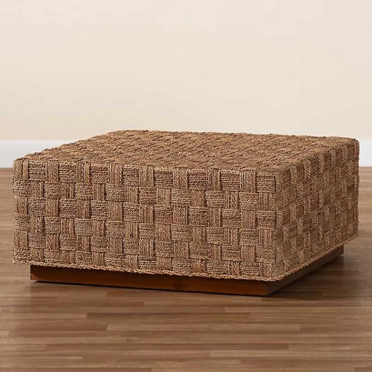 Kirklands Home Seagrass Wrapped Coffee Table Brown New