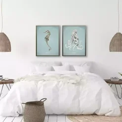Kirklands Home Seahorse in Blue Framed Art Print