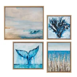 Kirklands Home Seascape Multi-Sized Canvas Art Prints, Set of 4 Blue Online