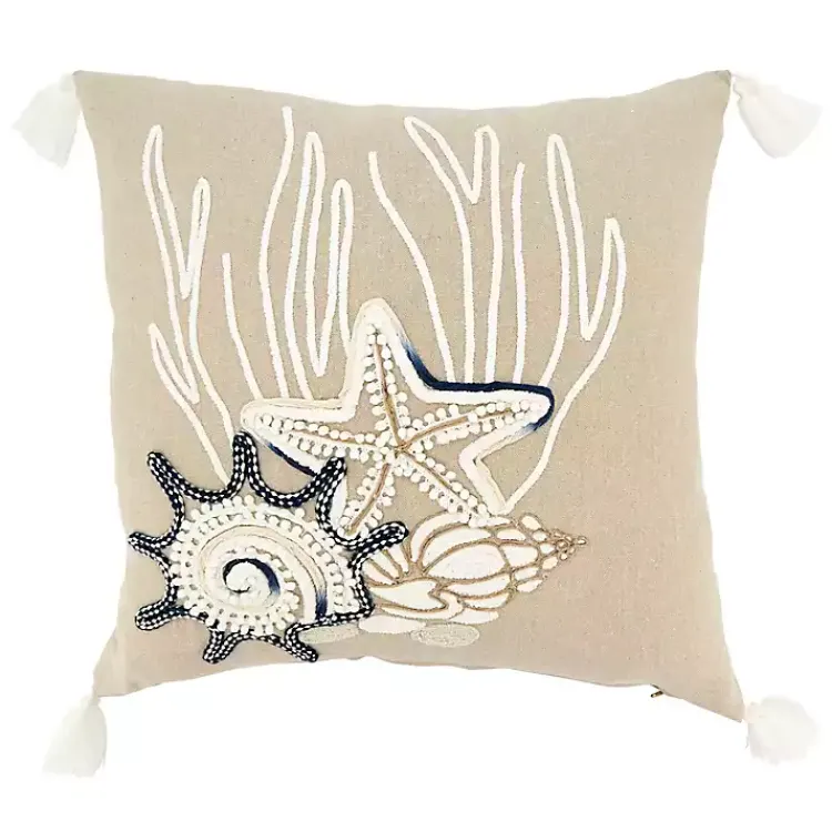 Pillows>Kirklands Home Seashore Treasures Embroidered Throw Pillow