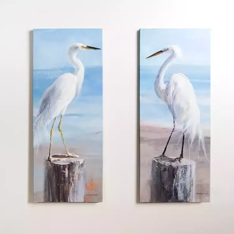 Kirklands Home Seaside Egret Canvas Art Prints, Set of 2 Clearance