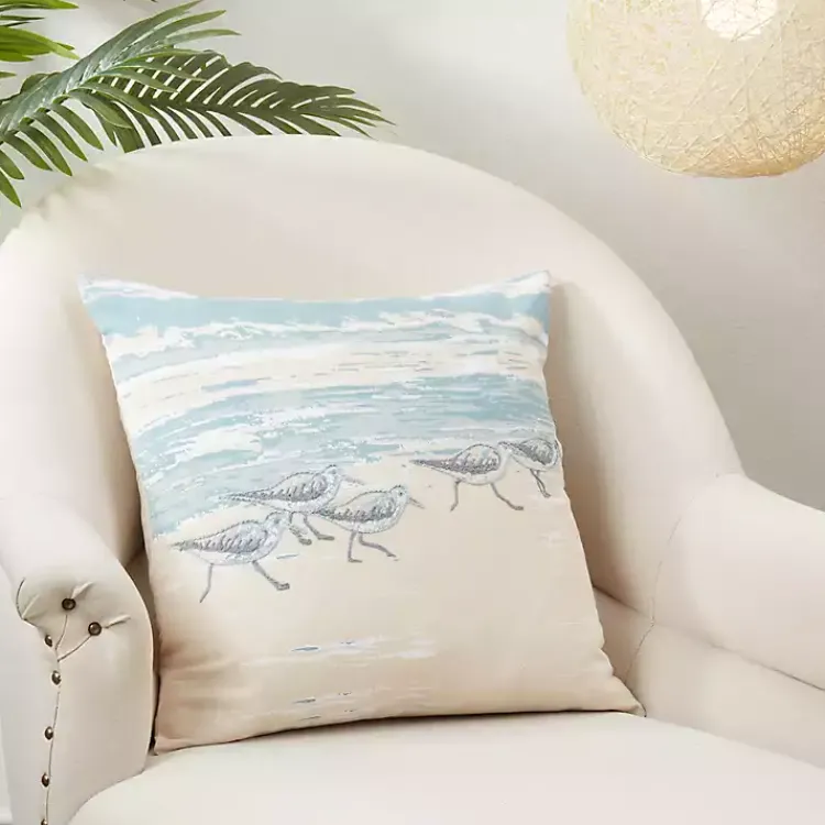 Pillows>Kirklands Home Seaside Sand Pipers Throw Pillow
