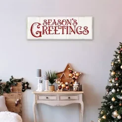 Christmas Art & Wall Decor>Kirklands Home Season's Greetings Rustic Framed Canvas Art Print