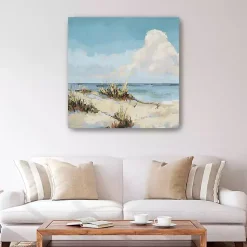 Kirklands Home Secret Sands Shoreline Canvas Art Print Blue Hot