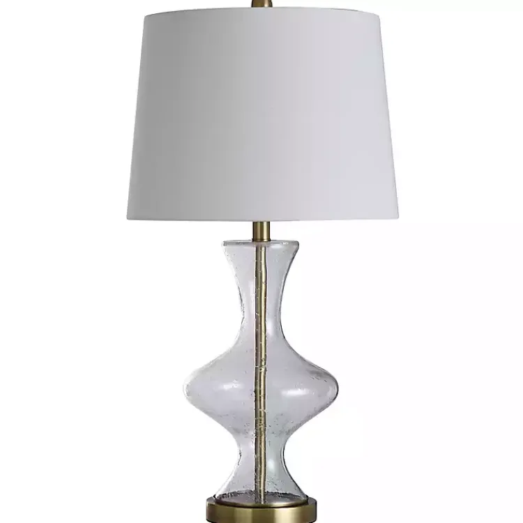 Kirklands Home Seeded Glass and Gold Table Lamp White Discount