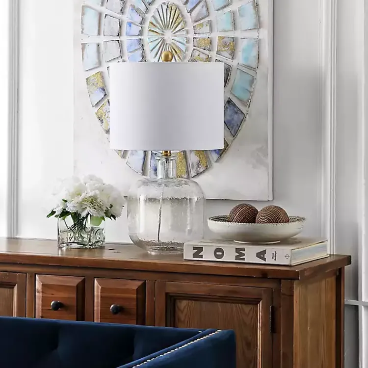 Kirklands Home Seeded Glass Armena Table Lamp White Sale