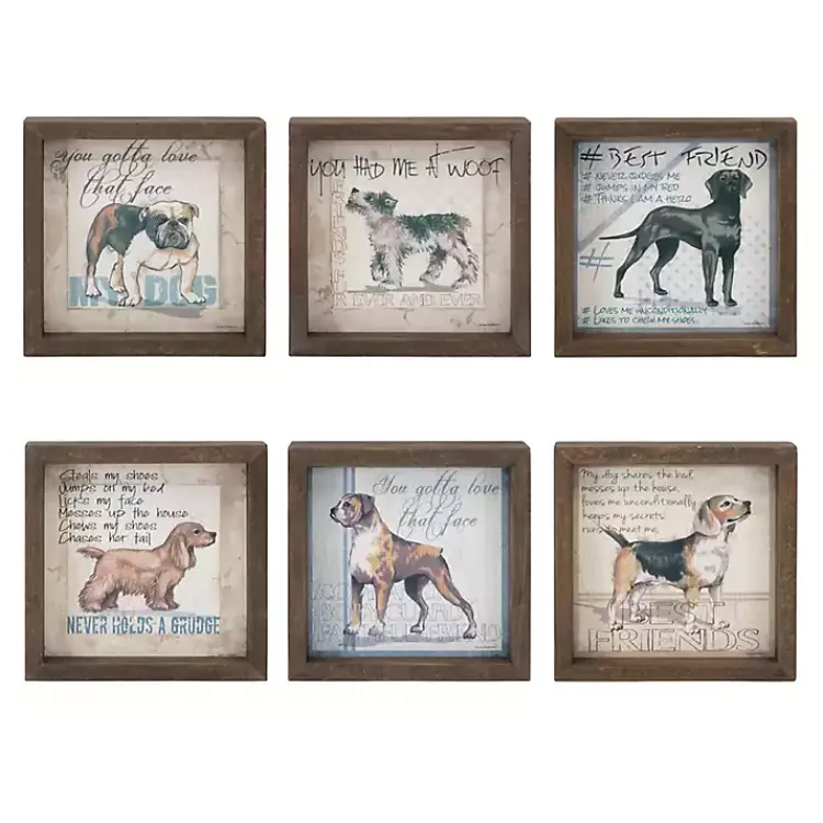 Kirklands Home Sentimental Dogs Framed Art Prints, Set of 6 Multi Sale