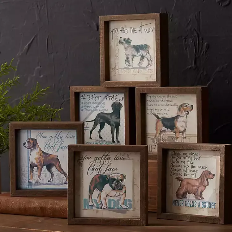 Kirklands Home Sentimental Dogs Framed Art Prints, Set of 6 Multi Sale