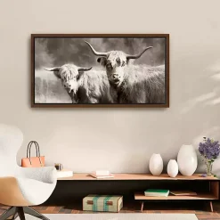 Kirklands Home Sepia Hairy Highland Framed Canvas Art Print Hot