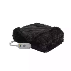 Blankets & Throws>Kirklands Home Serta Shaggy Faux Fur Heated Throw Black