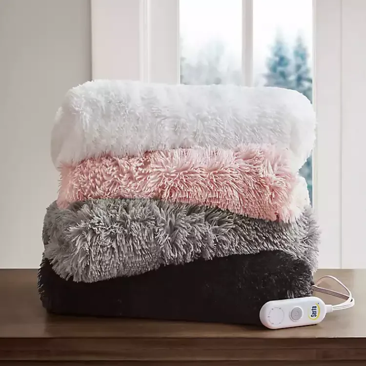 Blankets & Throws>Kirklands Home Serta Shaggy Faux Fur Heated Throw White