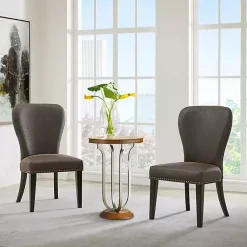 Kirklands Home Sevana Faux Leather Dining Chairs, Set of 2 Brown Outlet