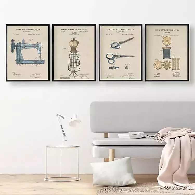 Kirklands Home Sewing Patents Framed Art Print Multi New