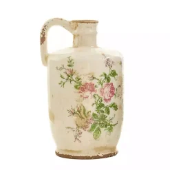 Vases>Kirklands Home Shabby Chic Ivory Floral Pitcher Vase