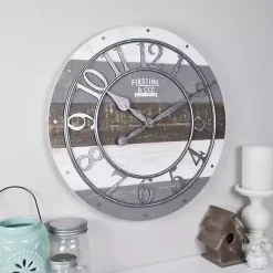 Kirklands Home Shabby Wood Plank Wall Clock