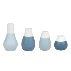 Vases>Kirklands Home Shades of Two-Toned Mini Vases, Set of 4 Blue