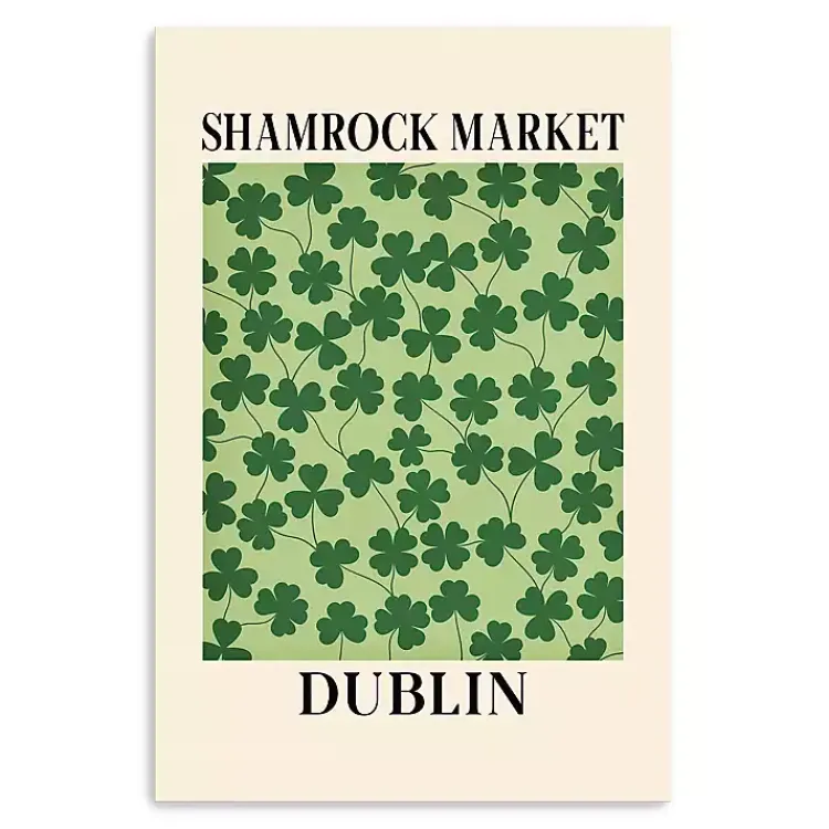 St Patricks Day Decorations>Kirklands Home Shamrock Market Canvas Art Print