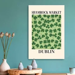 St Patricks Day Decorations>Kirklands Home Shamrock Market Canvas Art Print