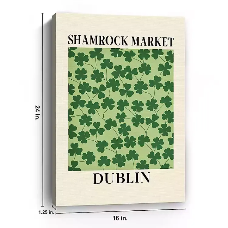 St Patricks Day Decorations>Kirklands Home Shamrock Market Canvas Art Print