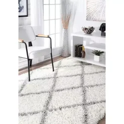 Kirklands Home Shanna Diamond Area Rug, 5x7 White Hot