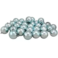 Christmas Ornaments>Kirklands Home Shatterproof Shiny Powder 32-pc. Ornaments Blue