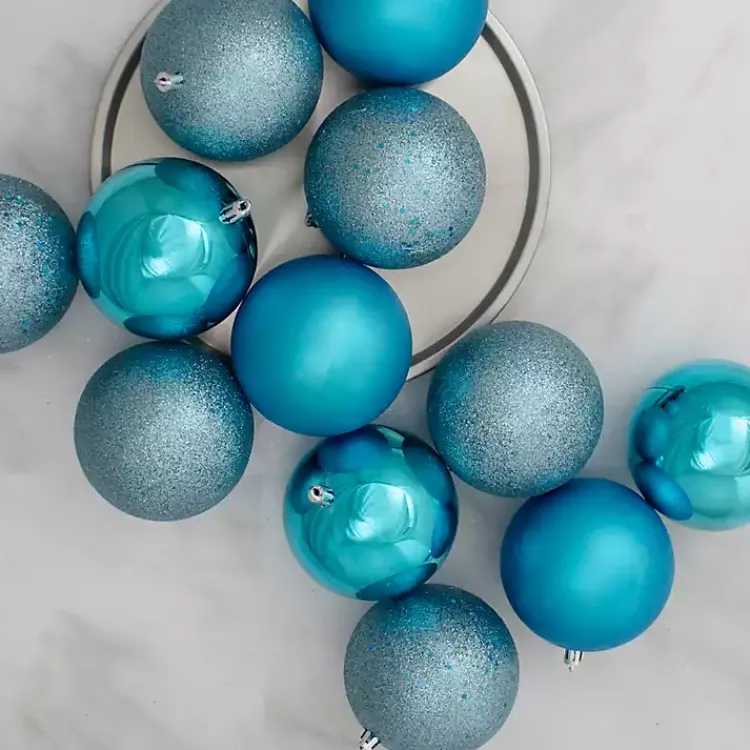 Christmas Ornaments>Kirklands Home Shatterproof Turquoise Multi 12-pc. Ornaments Blue