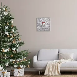 Christmas Art & Wall Decor>Kirklands Home Sheep with Santa Hat Framed Canvas Art Print
