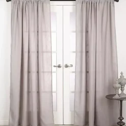 Kirklands Home Sheer Dark Linen Curtain Panel, 108 in. Gray Outlet