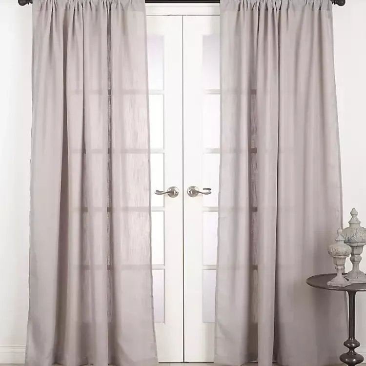 Kirklands Home Sheer Dark Linen Curtain Panel, 108 in. Gray Outlet