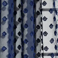 Kirklands Home Sheer Navy Dotted Curtain Panel Set, 84 in. Blue New
