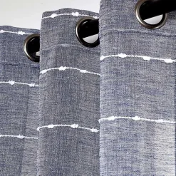 Kirklands Home Sheer Navy Striped Curtain Panel Set, 95 in. Blue Best
