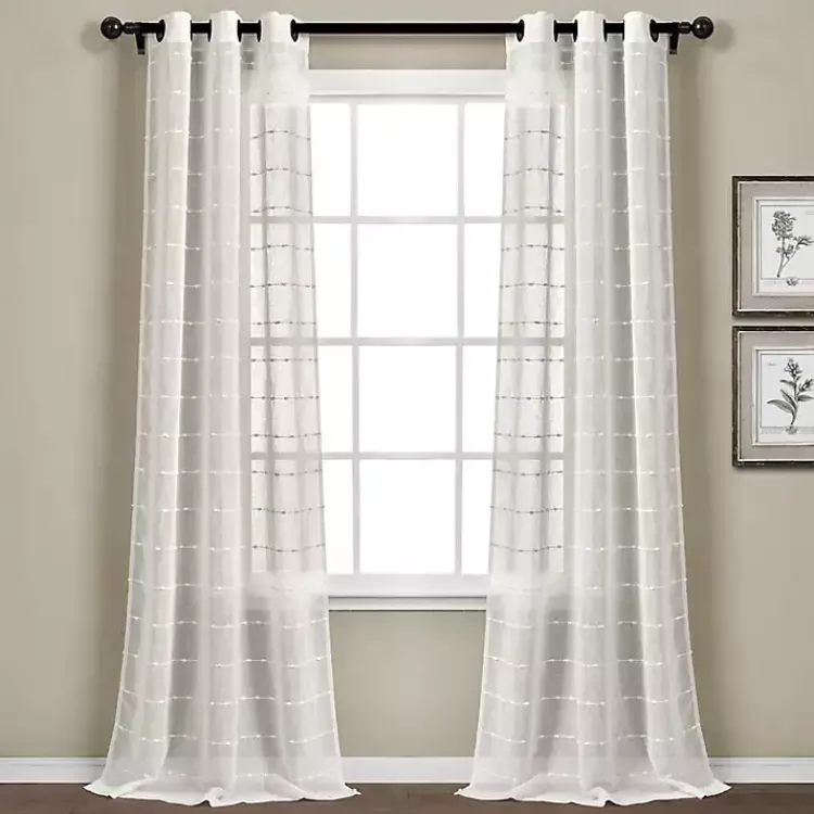 Kirklands Home Sheer Textured Curtain Panel Set, 84 in White Sale