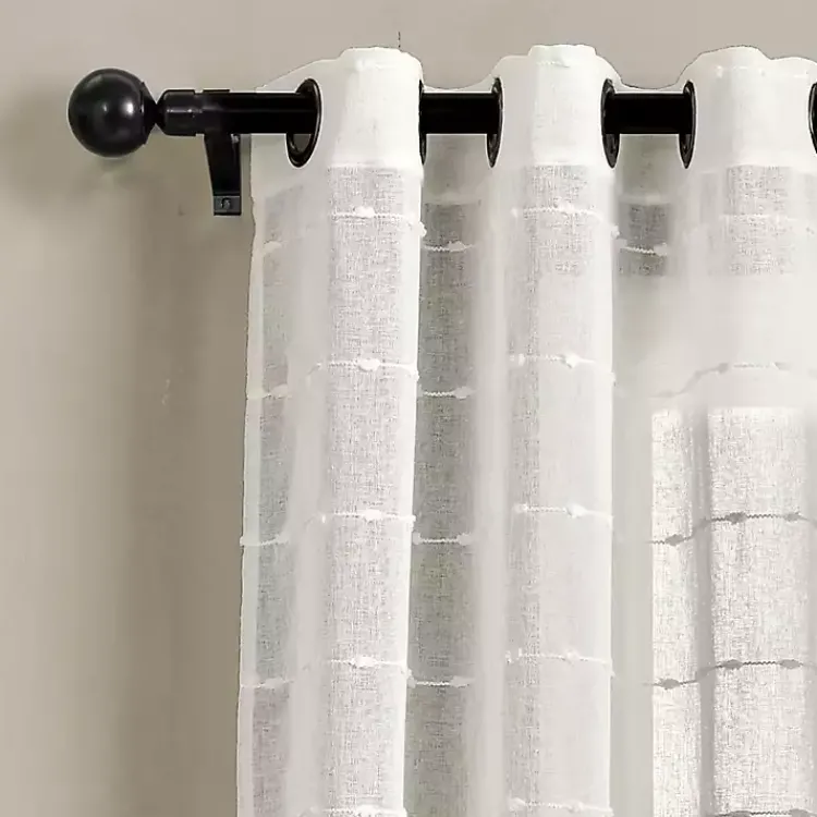 Kirklands Home Sheer Textured Curtain Panel Set, 84 in White Sale