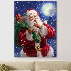 Christmas Art & Wall Decor>Kirklands Home Shh Santa and the Moon Canvas Art Print