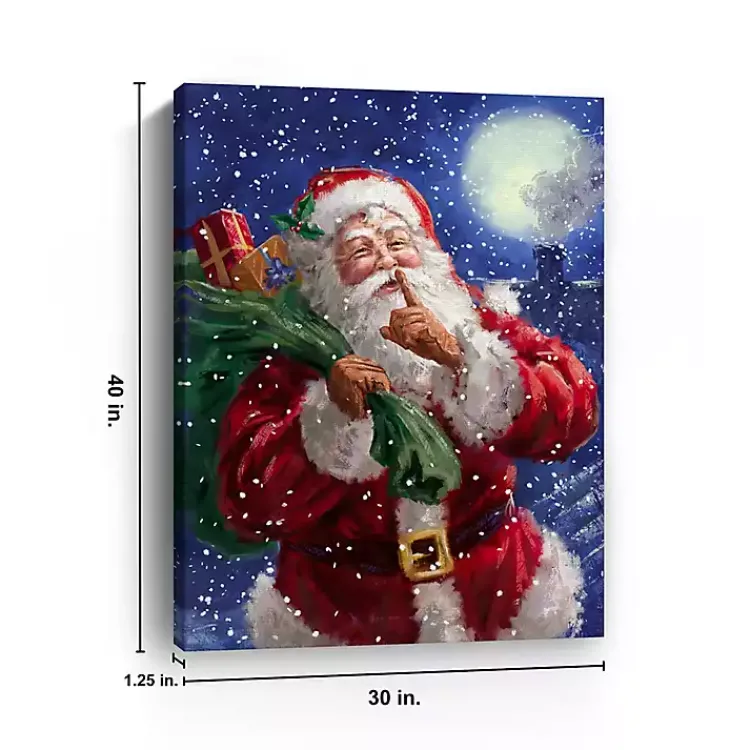 Christmas Art & Wall Decor>Kirklands Home Shh Santa and the Moon Canvas Art Print