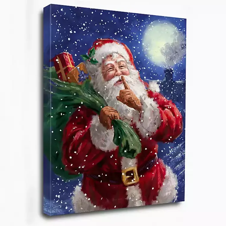 Christmas Art & Wall Decor>Kirklands Home Shh Santa and the Moon Canvas Art Print