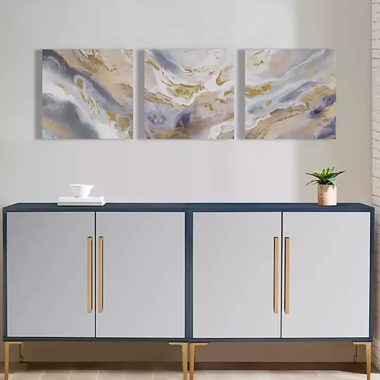 Kirklands Home Shimmering Symphony Triptych Canvas Art, Set of 3 Blue Sale