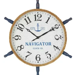 Kirklands Home Ship Wheel Wood and Rope Wall Clock Hot