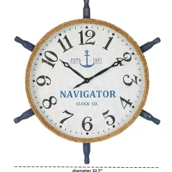 Kirklands Home Ship Wheel Wood and Rope Wall Clock Hot