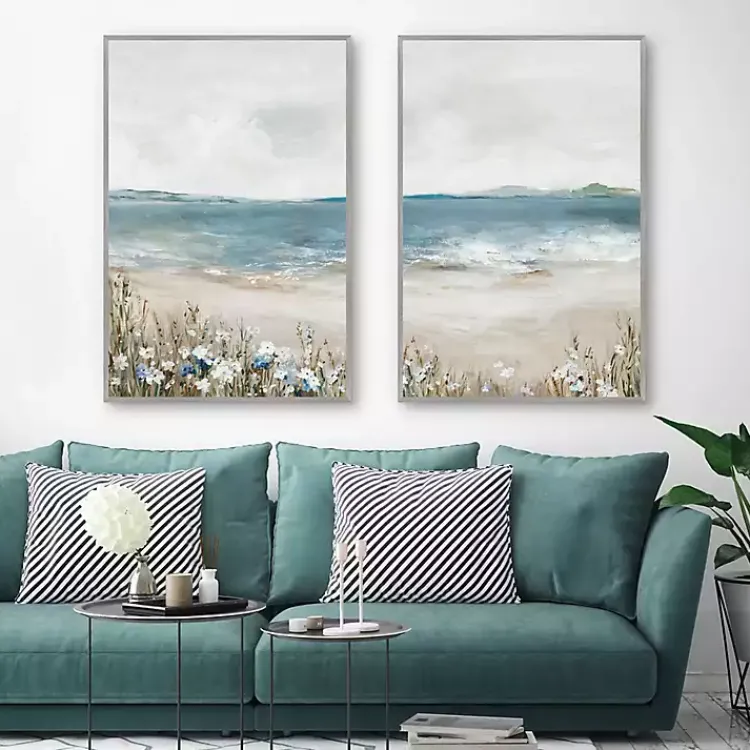 Kirklands Home Shoreline Slepndor Framed Canvas Art Prints Blue Discount