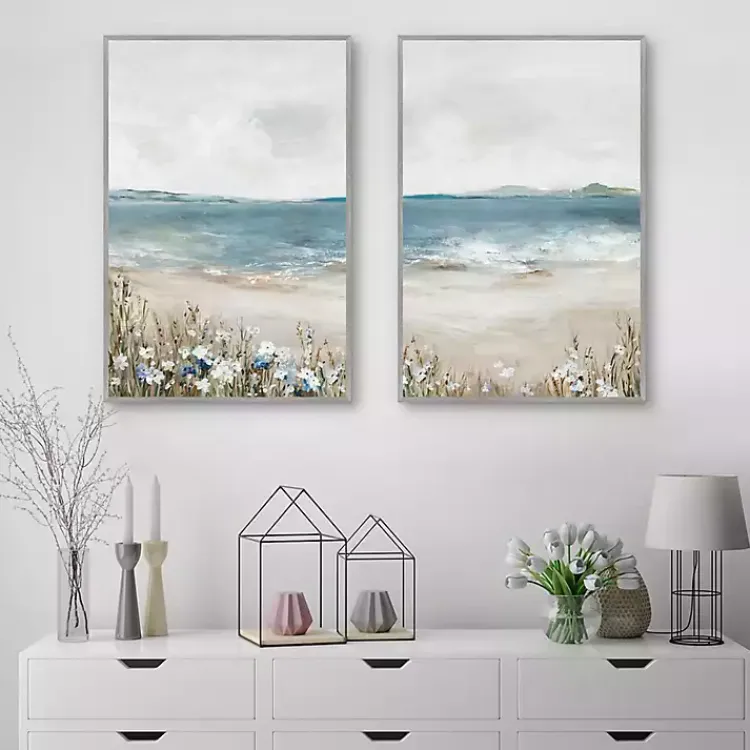 Kirklands Home Shoreline Slepndor Framed Canvas Art Prints Blue Discount