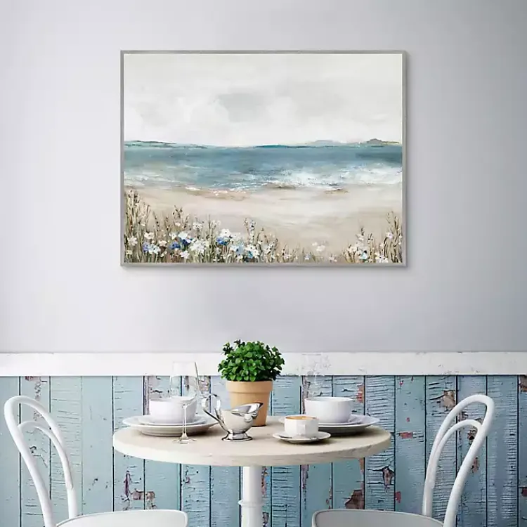 Kirklands Home Shoreline Splendor Framed Canvas Art Print Blue New