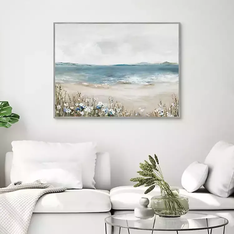Kirklands Home Shoreline Splendor Framed Canvas Art Print Blue New