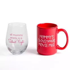 Kirklands Home Silent Night 2-pc. Mug & Wine Glass Set New