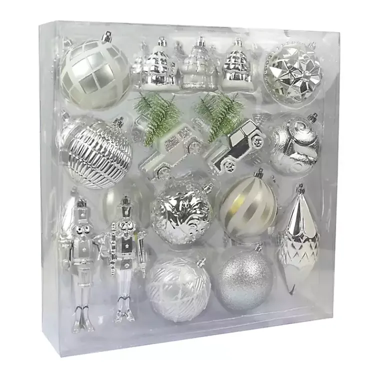 Christmas Ornaments>Kirklands Home Silver & White Mix 36-pc. Christmas Ornament Set