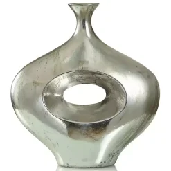 Vases>Kirklands Home Abstract Contemporary Vase, 16 in. Silver
